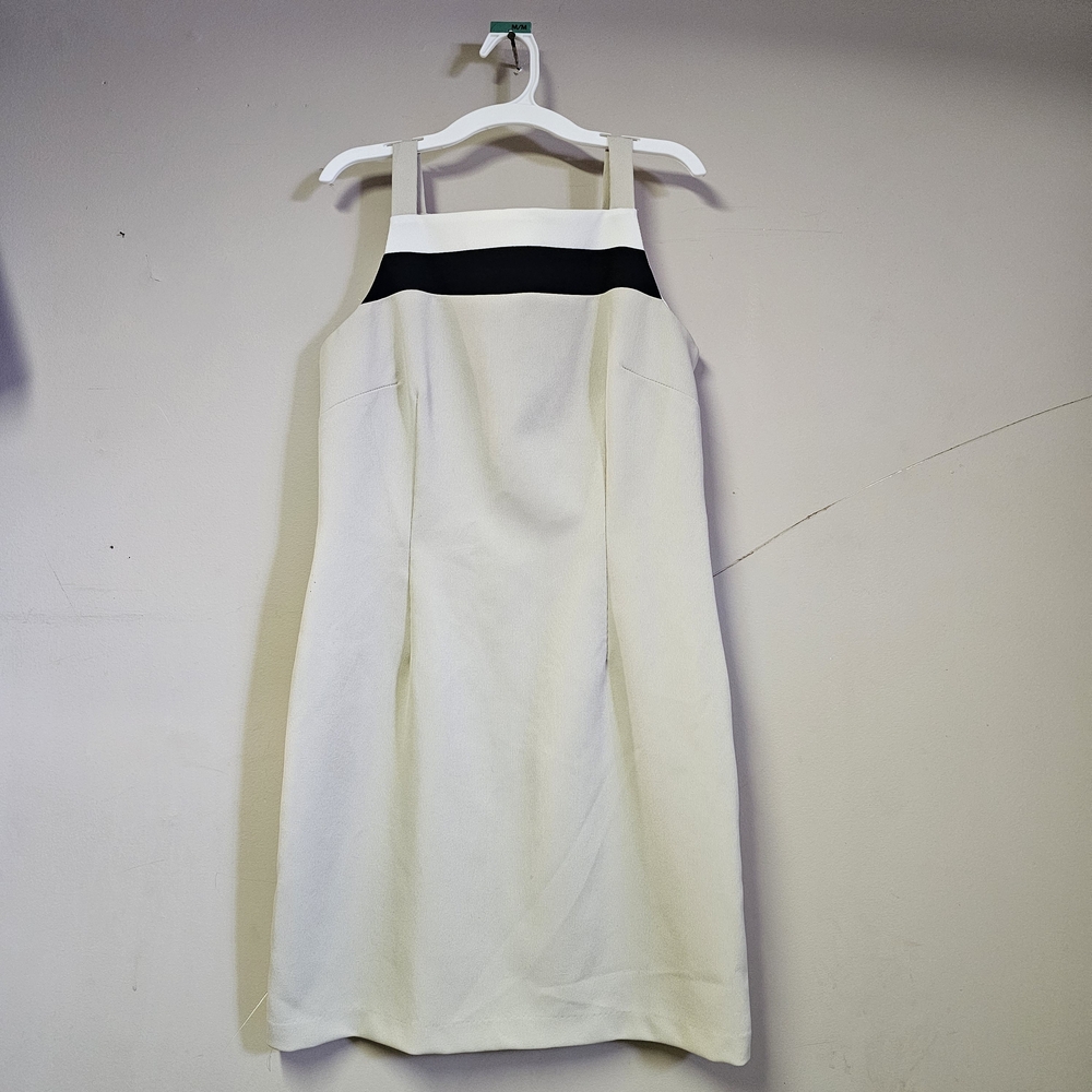 Minimalist Cream & Black Sleeveless Dress Unmarked Size Small
